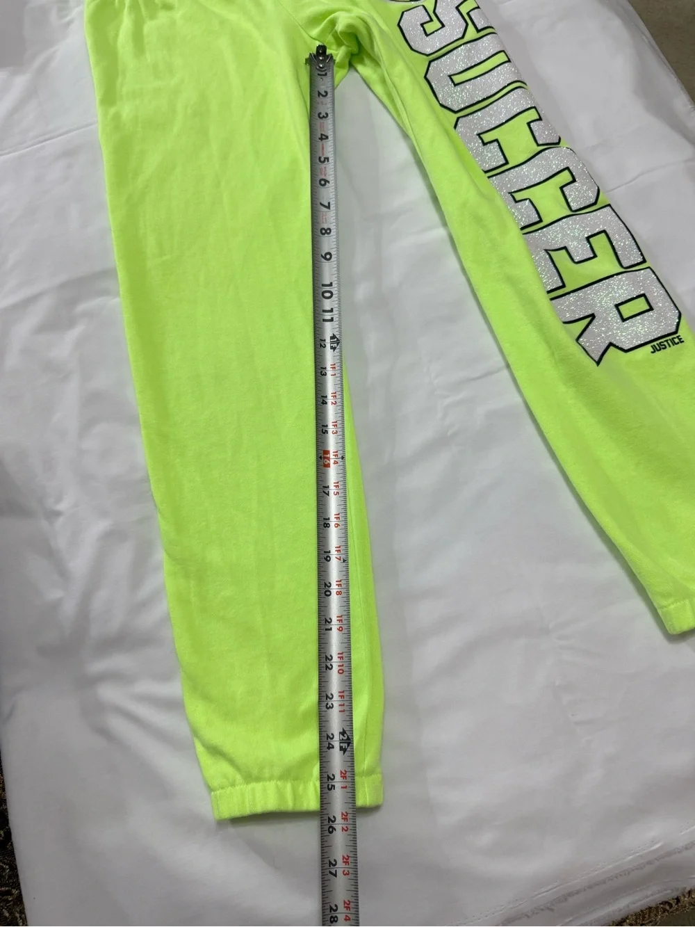 Justice Girls Size 12 Neon Lime Green Soccer Joggers Soft Perfect Condition